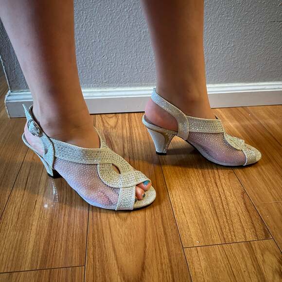 Pierre dumas silver rhinestone short heels - Picture 1 of 4